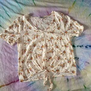 Madewell Romantic Floral Tie-Front Blouse